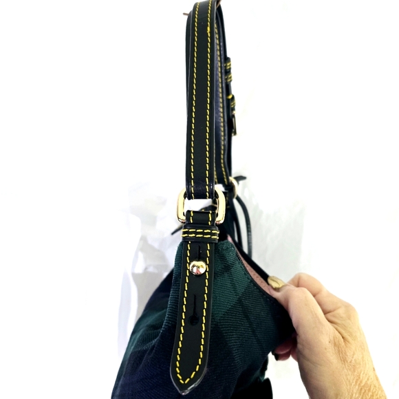 Dooney & Bourke Navy Green Plaid Tartan Bag Purse & Authentic paper - Picture 6 of 13